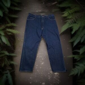 Wrangler Rugged Wear Mens Dark Wash Relaxed Fit Straight Leg Jeans 44x30 35100DN